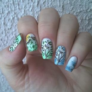 Рисунки с листьями на ногтях, летние идеи дизайна ногтей